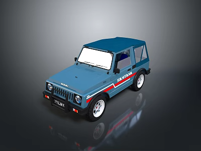 Blue TITAN Off Road Vehicle Model With Red Stripes And White Wheels 3d model