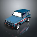 Blue TITAN Off Road Vehicle Model With Red Stripes And White Wheels