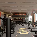 Modern Gym Interior With Fitness Equipment And Power Station Sign