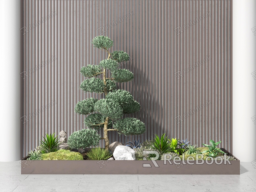 Plant landscape green plant bonsai pine small landscape gardening shrub landscape sketch gardening sketch potted plant combination model