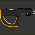 Futuristic Black And Yellow Blaster With Ergonomic Grip And Tactical Design