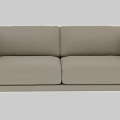 Beige Two Seater Sofa with Modern Minimalist Design and Black Metal Legs