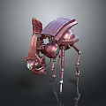 Red Metallic Mechanical Insect 3D Model With Robotic Legs And Shell Structure 3d model