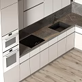 Modern Kitchen Interior With White Cabinets Dark Countertop And Built-in Appliances