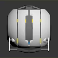 Futuristic Spherical Device With Metallic Stand Transparent Window And Yellow Accents