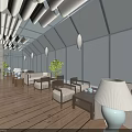 Modern Clubhouse Interior With Comfortable Seating Wooden Floors And Pendant Lights