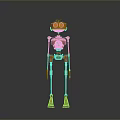 Orange Robot With Yellow Eyes And Metallic Structure Standing On Gray Background