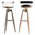 Modern Bar Stools With Metal And Wooden Frames White And Black Upholstered Seats