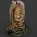 Game Movie Monster Character With Intricate Shell Like Structure and Glowing Green Eyes 3d model