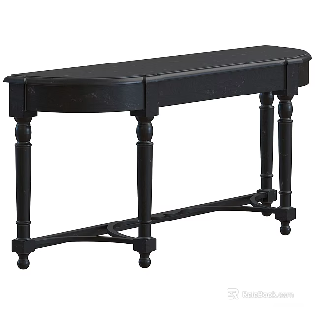 Classic Black Wooden Console Table With Decorative Legs For Entryway 3d model 
