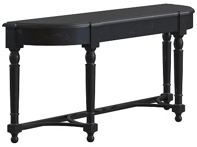 Classic Black Wooden Console Table With Decorative Legs For Entryway 3d model