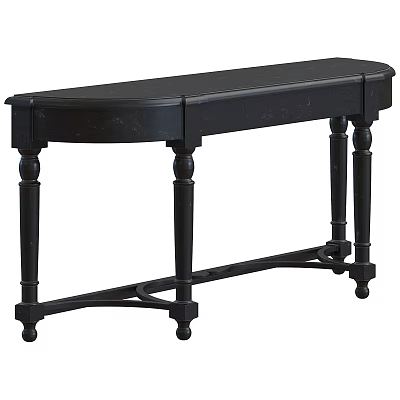 Classic Black Wooden Console Table With Decorative Legs For Entryway 3d model