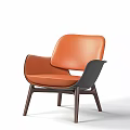 Modern Rocking Leisure Chair With Orange Leather Seat And Dark Wood Frame Design