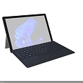Modern Sleek Tablet With Detachable Keyboard Displaying Blue Abstract Wave Design On Screen 3d model