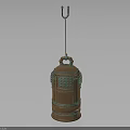 Classic Vintage Decorative Lantern With Brown Body Green Accents And Metal Hook
