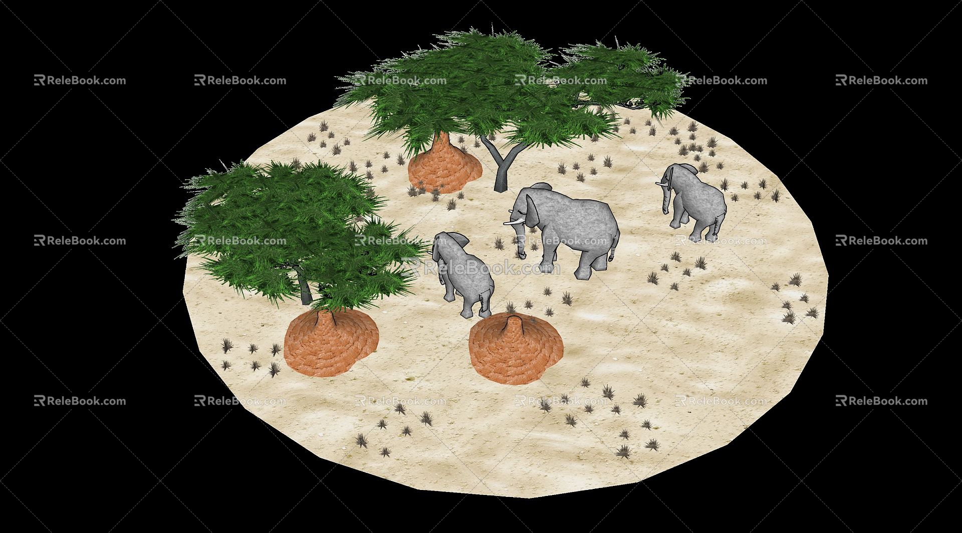 Modern Elephant Desert Oasis 3d model