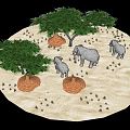 Modern Elephant Desert Oasis 3d model