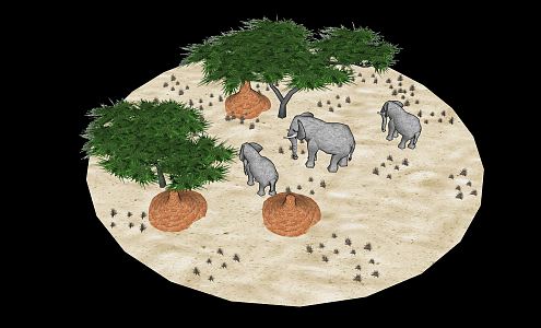 Modern Elephant Desert Oasis 3d model