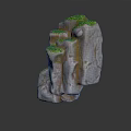 Stacked Rock Landscape Feature With Green Moss And Natural Textured Design