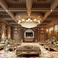 Luxurious Classical Drawing Room With Chandelier And Sofas