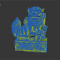 Traditional Carved Stone Lion Statue With Base And Small Cub Details