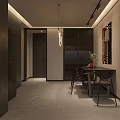 Modern Luxury Dining Living Room With Dark Gray Sofa Round Coffee Table And Brown Armchair