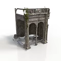 Ancient Stone Architecture Featuring Arched Doorways Decorative Top And Climbing Vines