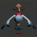 Cartoon Flying Animal With Orange Goggles Red Scarf Blue Body Yellow Belt And Orange Feet