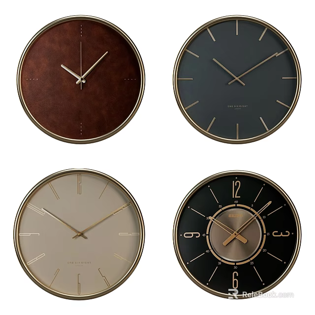 Stylish Modern Wall Clocks With Various Colors And Classic Designs For Home Decor 3d model 