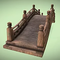 Chinese Style Stone Bridge With Arched Structure Decorative Railings And Posts 3d model