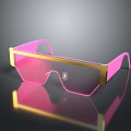 Stylish Pink and Gold Sunglasses with Gold Frame and Reflective Lenses
