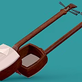 Traditional Wooden String Instruments With Strings And Sound Box On Blue Background 3d model