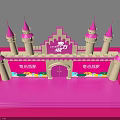 Pink Castle Stage Design With Towers And Cartoon Elements For Children Activity 3d model