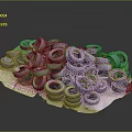 Pile of Stacked Used Tires on White Surface with Gray Background