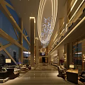 Luxurious Hotel Lobby Interior Design With Elegant Chandelier Floor to Ceiling Windows And Plush Sofas
