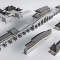 Traditional Chinese Landscape Bridge Models Featuring Arch Structures And Classic Roofs 3d model