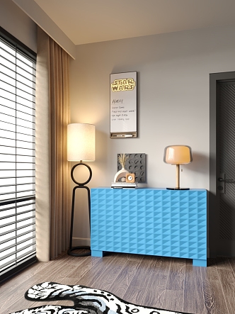 Modern Entrance Cabinet Side Cabinet Entrance Floor Lamp 3d model