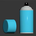 Blue Spray Can With Matching Cap On Black Reflective Surface Design 3d model