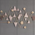 Modern Geometric Wall Decor With Circular Triangular Shapes And Metal Frames On Gray Background 3d model