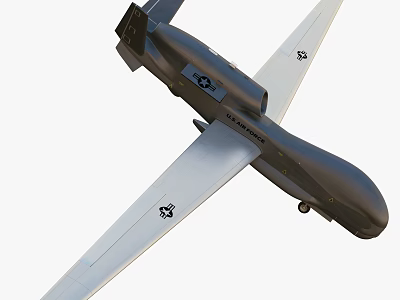 Smart Military Surveillance Drone Featuring US Air Force Logo And White Wings 3d model