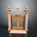 Ornate Golden Gate Featuring Decorative Pillars Finials And Intricate Carvings In Classical Design
