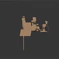 3D Rendering Of Copper Colored Mechanical Device With Platform Motor Long Rod And Components