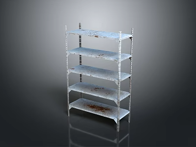 Rusted Metal Shelving Unit With Multiple Tiers For Industrial Storage 3d model