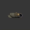 Gray Casual Sneakers With Yellow Accents Laces And White Sole Design