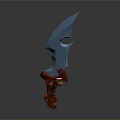 Fantasy Sharp Blue Blade With Red Intricate Handle And Unique Shape