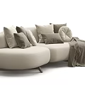 Multiplayer Sofa Nordic Fabric Sofa Shaped Sofa 3d model