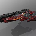Futuristic Red And Black Spaceship Design For Aerospace Exploration With Mechanical Structures And Glowing Accents