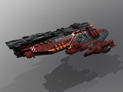 Futuristic Red And Black Spaceship Design For Aerospace Exploration With Mechanical Structures And Glowing Accents 3d model