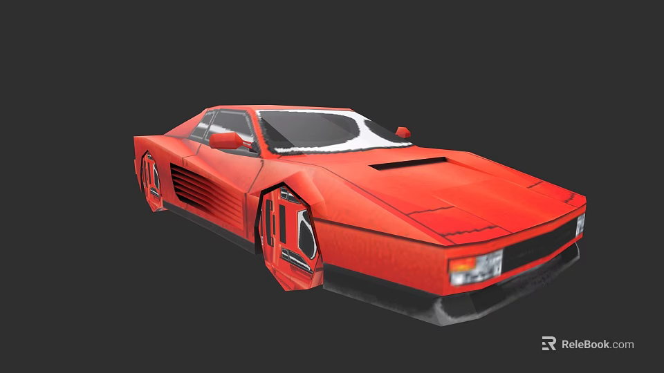 Red Sports Car With Streamlined Body And Unique Modern Design 3d model 