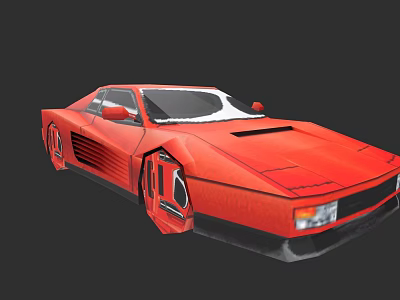 Low Polygon PS1 Style Testarossa Car Illustration 3d model Low Polygon PS1 Style Testarossa Car Illustration 3d model
